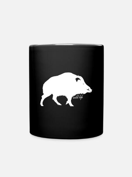 Wild boar wildlife - Full Colour Mug - black
