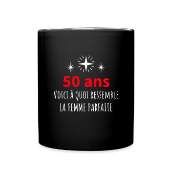 50 ans femme parfaite cadeau anniversaire 50 ans - Mug uni - noir - Devant