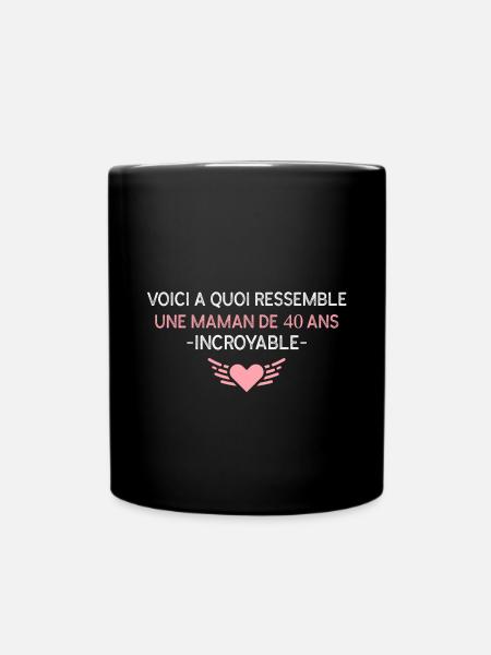 Maman de 40 ans cadeau anniversaire 40 ans - Mug uni - noir