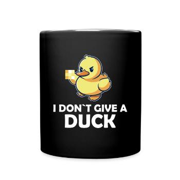 I DONT GIVE A DUCK Funny Duck Middle Finger - Full Colour Mug - black - Front