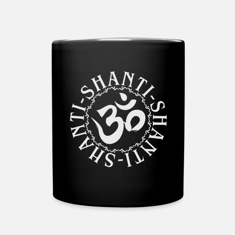 Calligraphy OM shanti shanti shanti shanti - circle 2 - Mug uni - noir