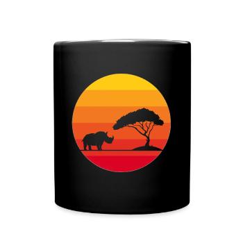 Rhino Sunset Rhino - Mug uni - noir - Devant