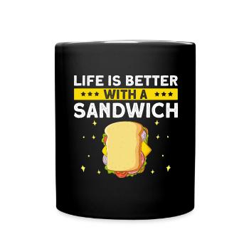 Life is Better with Sandwich Food BBQ - Full Colour Mug - black - Front