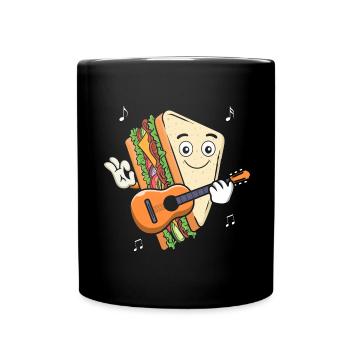 Guitariste Guitare Sandwich Musicien Guitare Nourriture - Mug uni - noir - Devant