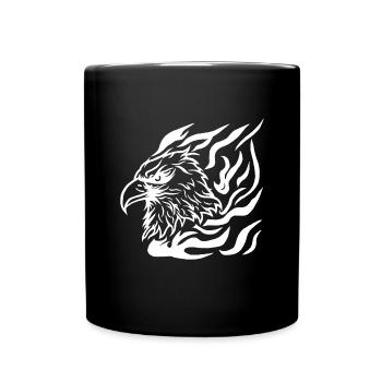 Tête d’aigle avec style de tatouage de flamme - Mug uni - noir - Devant