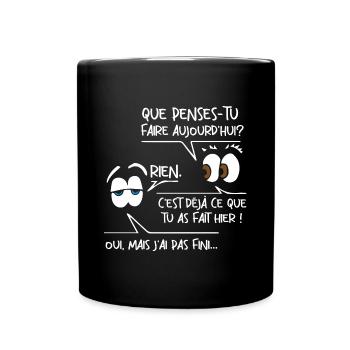 Flemme humour flemmard rigolo original rien faire - Mug uni - noir - Devant