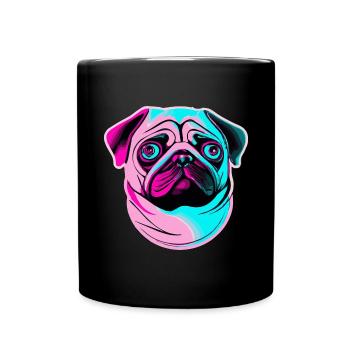 Vaporwave Pug Dog Chiot - Mug uni - noir - Devant