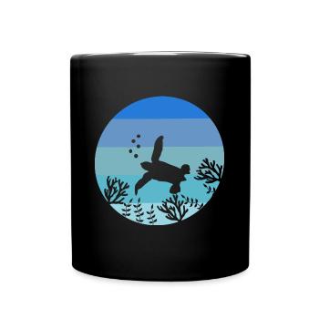 Ocean Animal Sea Creature Gift Tortue Rétro - Mug uni - noir - Devant