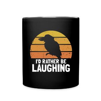 Kookaburra Design und Kookaburra Spruch - Tasse einfarbig - Schwarz - Vorne