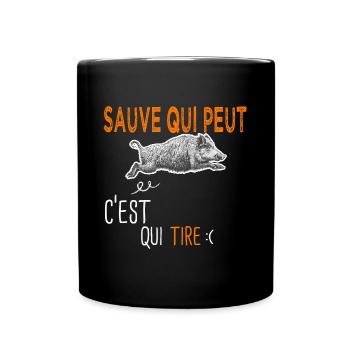 c est Prénom qui tire personnalisé Humour Chasse - Mug uni - noir - Devant