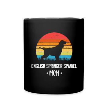 Englischer Springer Spaniel Mama Retro Vintage - Tasse einfarbig - Schwarz - Vorne