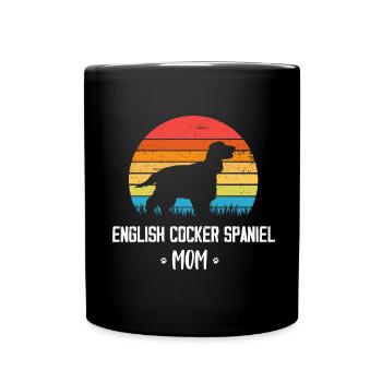 Englischer Cocker Spaniel Mama Retro Vintage - Tasse einfarbig - Schwarz - Vorne