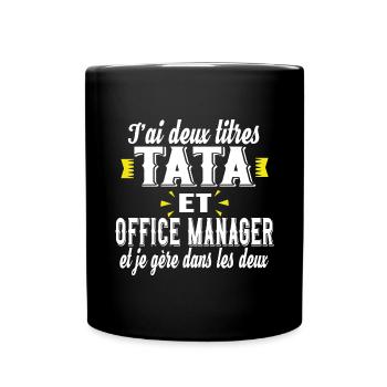 Office Manager Tata Femme Cadeau Métier Famille - Mug uni - noir - Devant