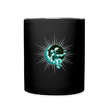 Spaceman sitting on the Moon - Tasse einfarbig - Schwarz - Vorne