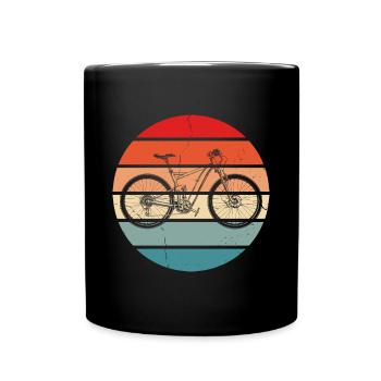 Fahrrad Retro Radfahrer - Tasse einfarbig - Schwarz - Vorne