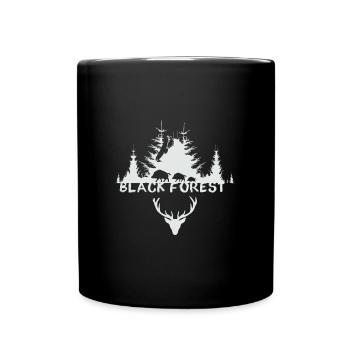 black forest,Jäger,wild,wald,hirsch,Adler,geweih - Tasse einfarbig - Schwarz - Vorne