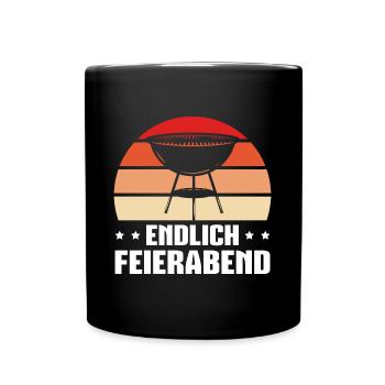 Grillen Endlich Feierabend - Tasse einfarbig - Schwarz - Vorne