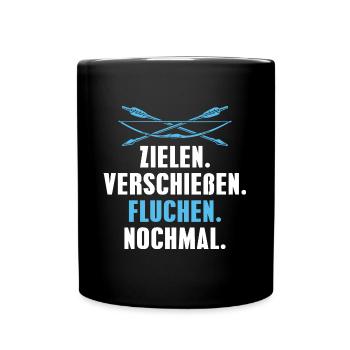 Bogenschießen Lustiger Spruch Bogenschütze - Tasse einfarbig - Schwarz - Vorne