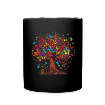 Butterfly Tree Colorful Butterflies Flies - Full Colour Mug - black - Front