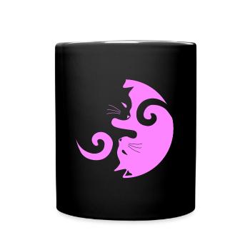 Yin Yang Cat | Katze, Katzenliebe, Tier - Tasse einfarbig - Schwarz - Vorne