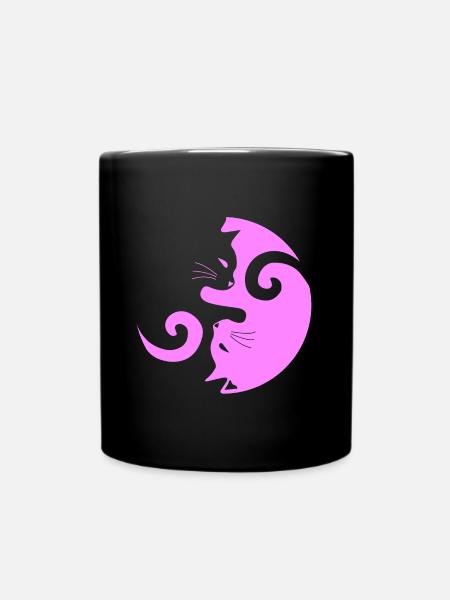 Yin Yang Cat | Katze, Katzenliebe, Tier - Tasse einfarbig - Schwarz