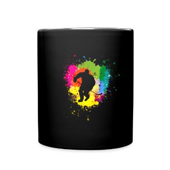 Eishockey, Hockey, Graffi, bunt - Tasse einfarbig - Schwarz - Vorne