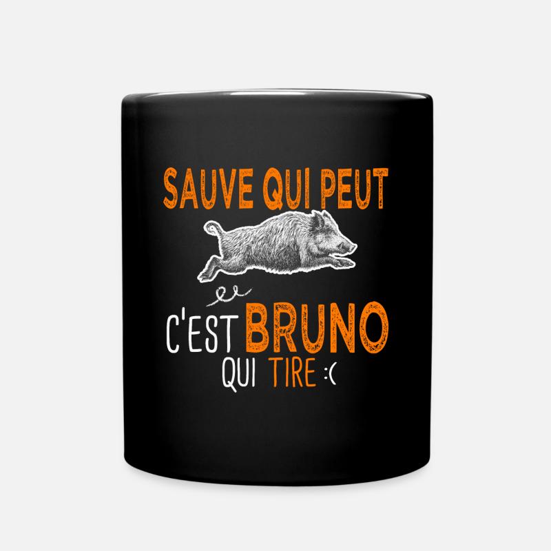 Bruno c est bruno qui tire Humour Chasseur - Mug uni - noir