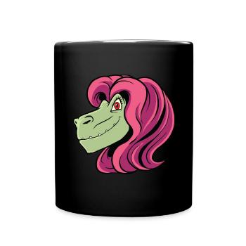 Dino Lady Dinosaur Mom - Full Colour Mug - black - Front
