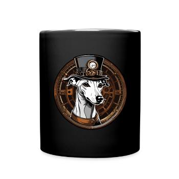 Steampunk Whippet in a Top Hat - Full Colour Mug - black - Front
