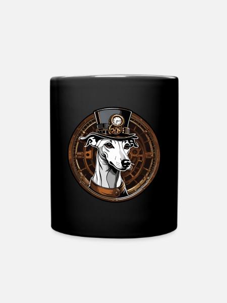 Steampunk Whippet dans un chapeau haut de forme - Mug uni - noir