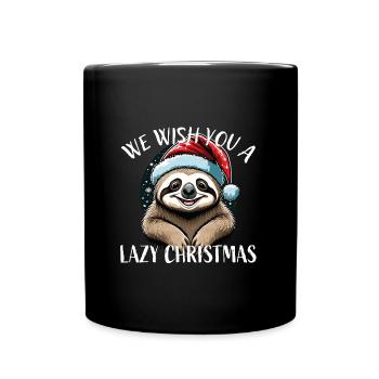 Weihnachtsfaultier We wish you a lazy Christmas - Tasse einfarbig - Schwarz - Vorne