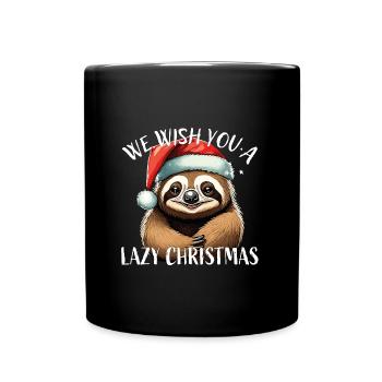 Weihnachtsfaultier We wish you a Lazy Christmas - Tasse einfarbig - Schwarz - Vorne