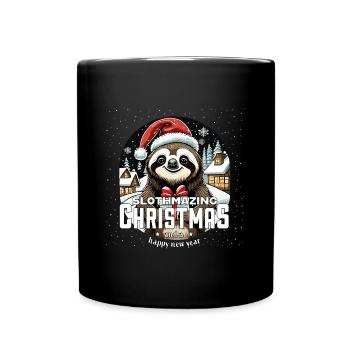 Weihnachtsfaultier - Slothmazing Christmas - Tasse einfarbig - Schwarz - Vorne