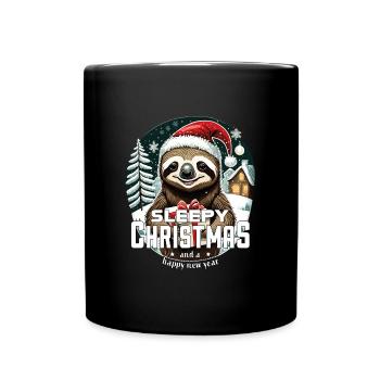 Weihnachtsfaultier - Sleepy Christmas - Tasse einfarbig - Schwarz - Vorne