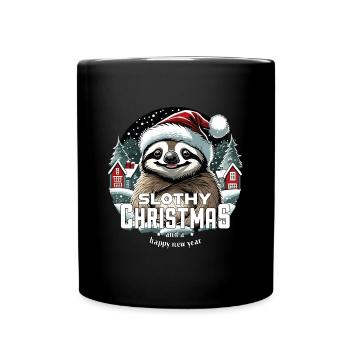 Weihnachtsfaultier - Slothy Christmas - Tasse einfarbig - Schwarz - Vorne