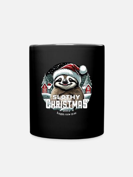 Weihnachtsfaultier - Slothy Christmas - Tasse einfarbig - Schwarz
