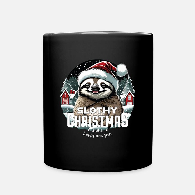 Weihnachtsfaultier - Slothy Christmas - Tasse einfarbig - Schwarz