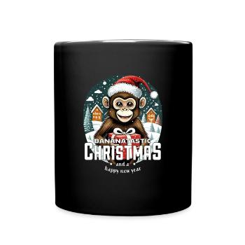 Christmas Monkey - Bananatastic Christmas - Full Colour Mug - black - Front