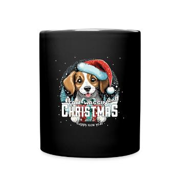 Christmas Dog Tail Wagging Christmas - Full Colour Mug - black - Front