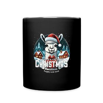 Weihnachtslama Fa La La La Lama Christmas - Tasse einfarbig - Schwarz - Vorne