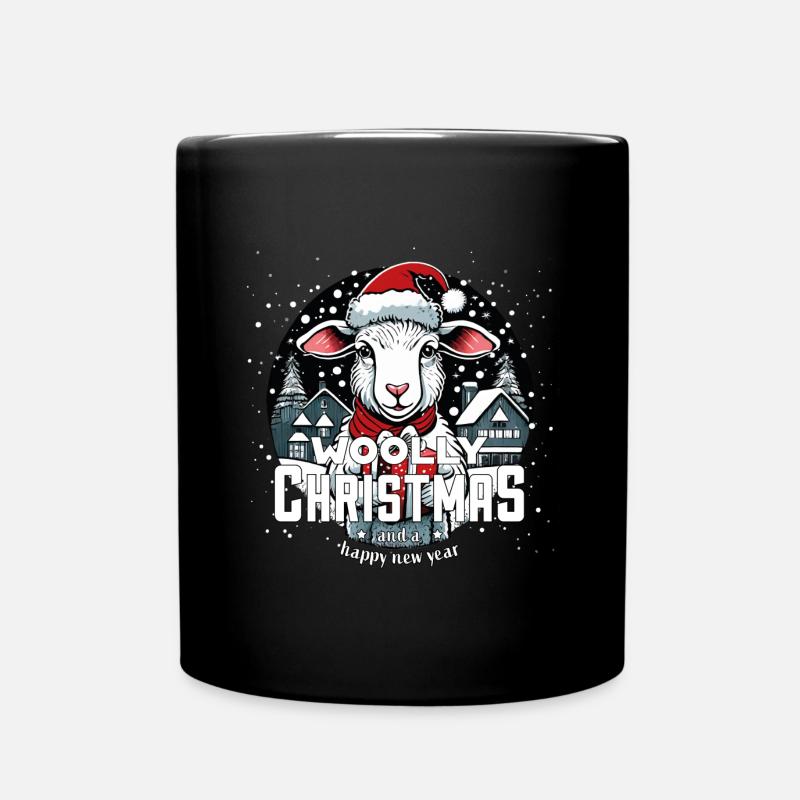 Weihnachtsschaf - Woolly Christmas - Tasse einfarbig - Schwarz