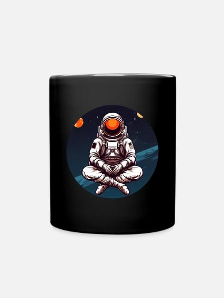 Astronaut Meditation Pose - Full Colour Mug - black