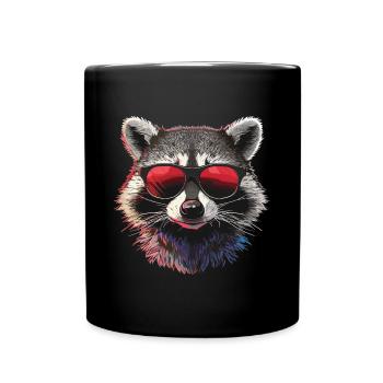 Raton laveur avec lunettes de soleil - Mug uni - noir - Devant