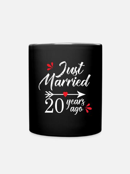 Wedding Anniversary 20 Years Married for 20 Years - Full Colour Mug - black