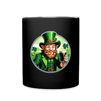 Kobold mit einem Irish Stout St. Patricks Day - Tasse einfarbig - Schwarz - Vorne