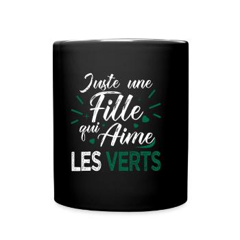 Les Verts football une fille aime les stéphanois - Mug uni - noir - Devant