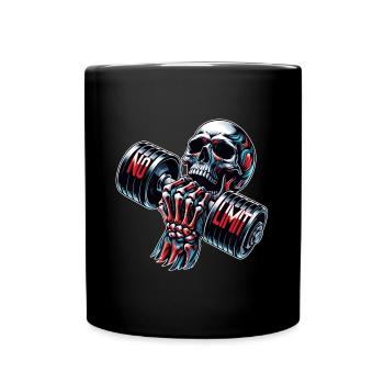 No Limit Workout Bodybuilding Skull mit Hantel - Tasse einfarbig - Schwarz - Vorne