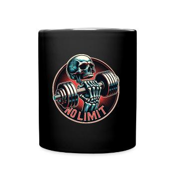 keine Grenze Skull im Workout Bodybuilding Hantel - Tasse einfarbig - Schwarz - Vorne