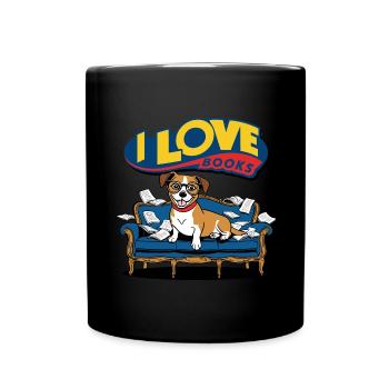 J’aime les livres - Cute Dog Design - Mug uni - noir - Devant