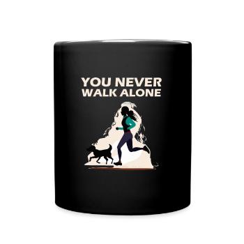 Chien Ne marche jamais seul pâturage Amoureux des chiens - Mug uni - noir - Devant